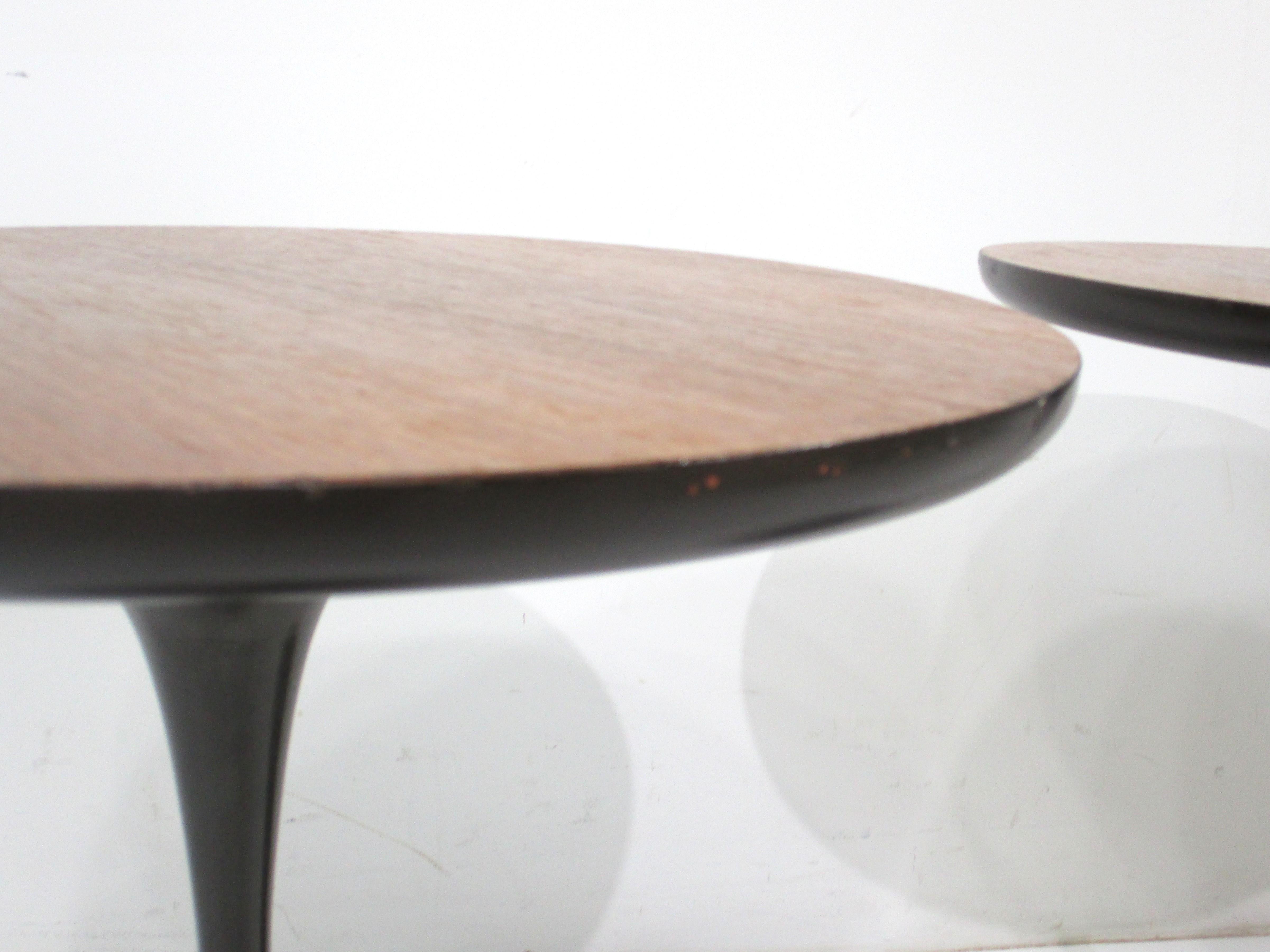 20th Century Walnut Tulip Side Tables in the style of Saarinen by Maurice Burke  For Sale