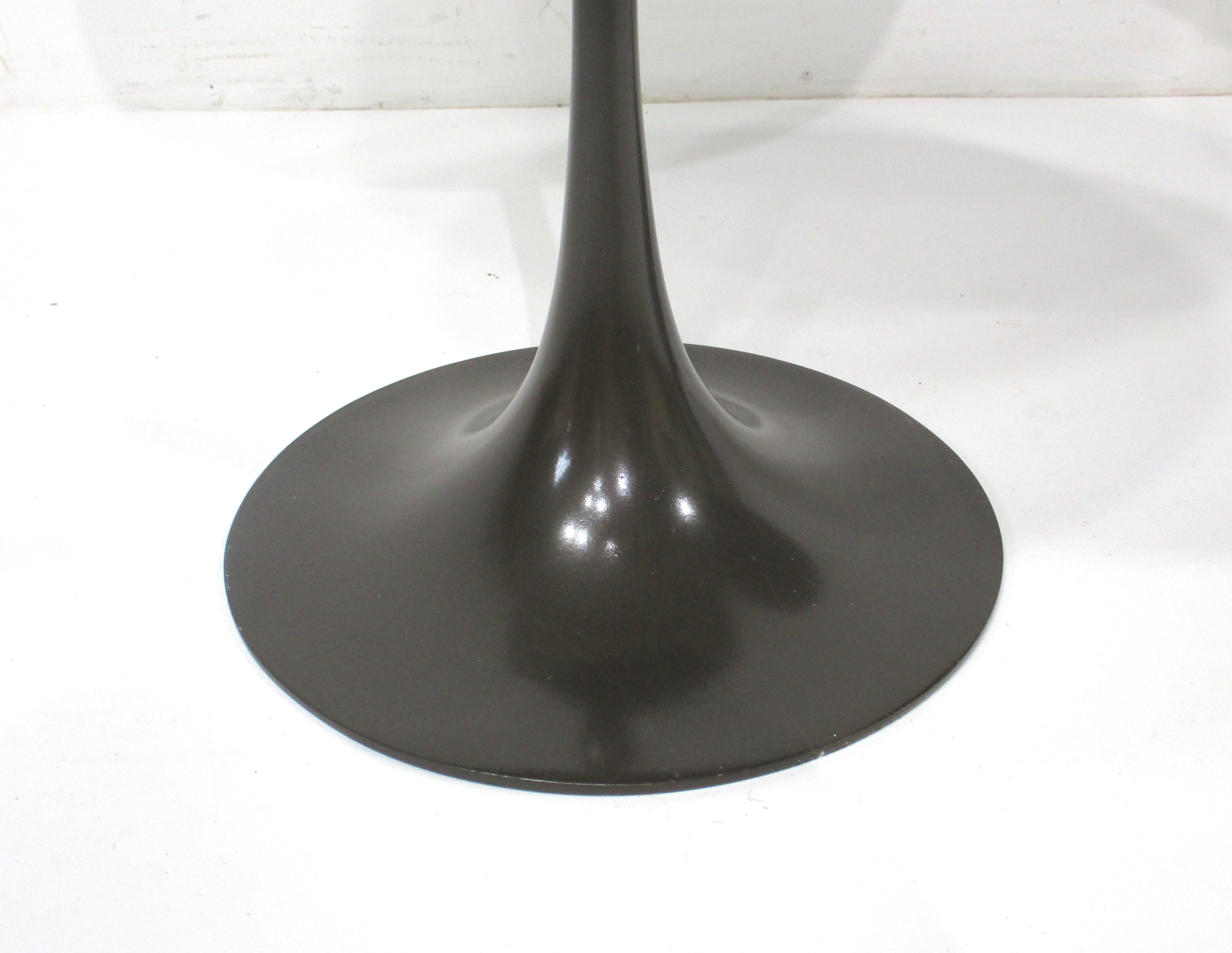 Metal Walnut Tulip Side Tables in the style of Saarinen by Maurice Burke  For Sale