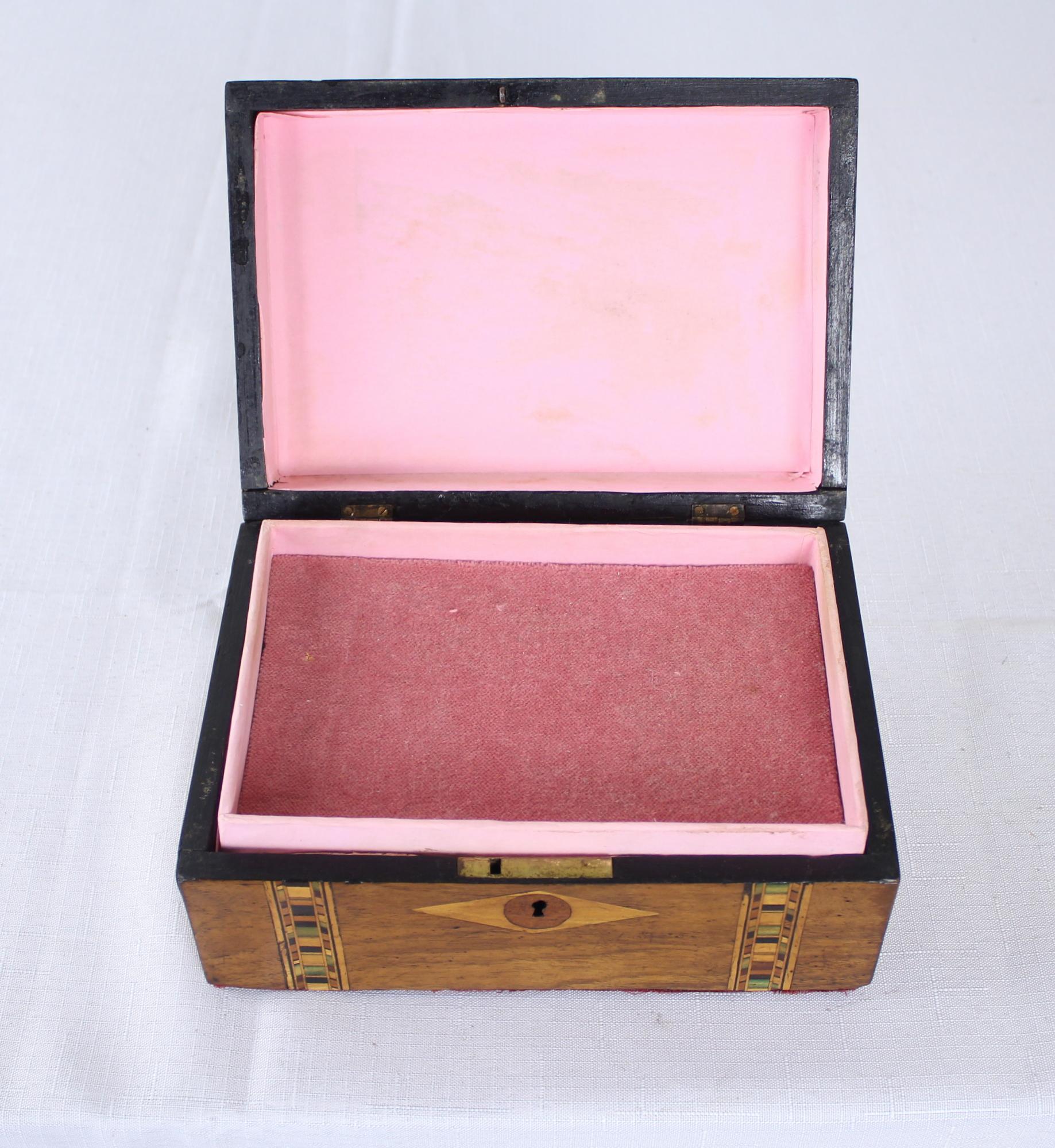 Inlay Walnut Tumbridgeware Jewelry Box
