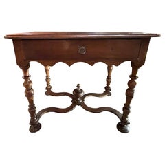 Walnut Turned Leg Desk Or Side Table, France, 19th Century