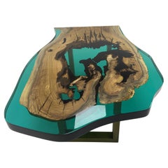 Mesa de centro de resina epoxi nogal turquesa - Mesa de centro - Mesa de centro moderna
