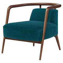 Walnut, Turquoise Velvet Modern Essex Armchair