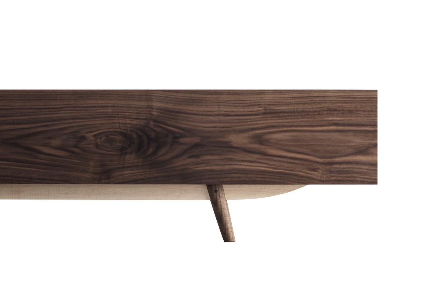 Modern Walnut Tv Console with Storage & Cable Management For Sale