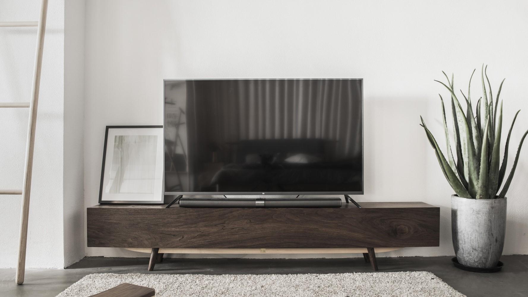 Hand-Crafted Walnut Tv Console with Storage & Cable Management For Sale
