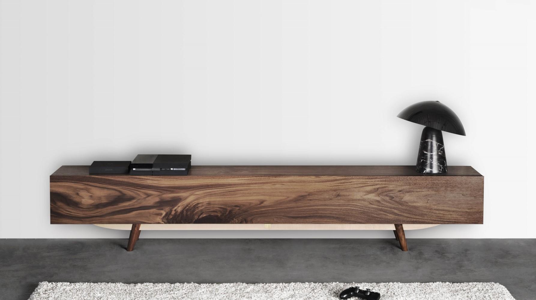 Walnut Tv Console with Storage & Cable Management In New Condition For Sale In London, GB