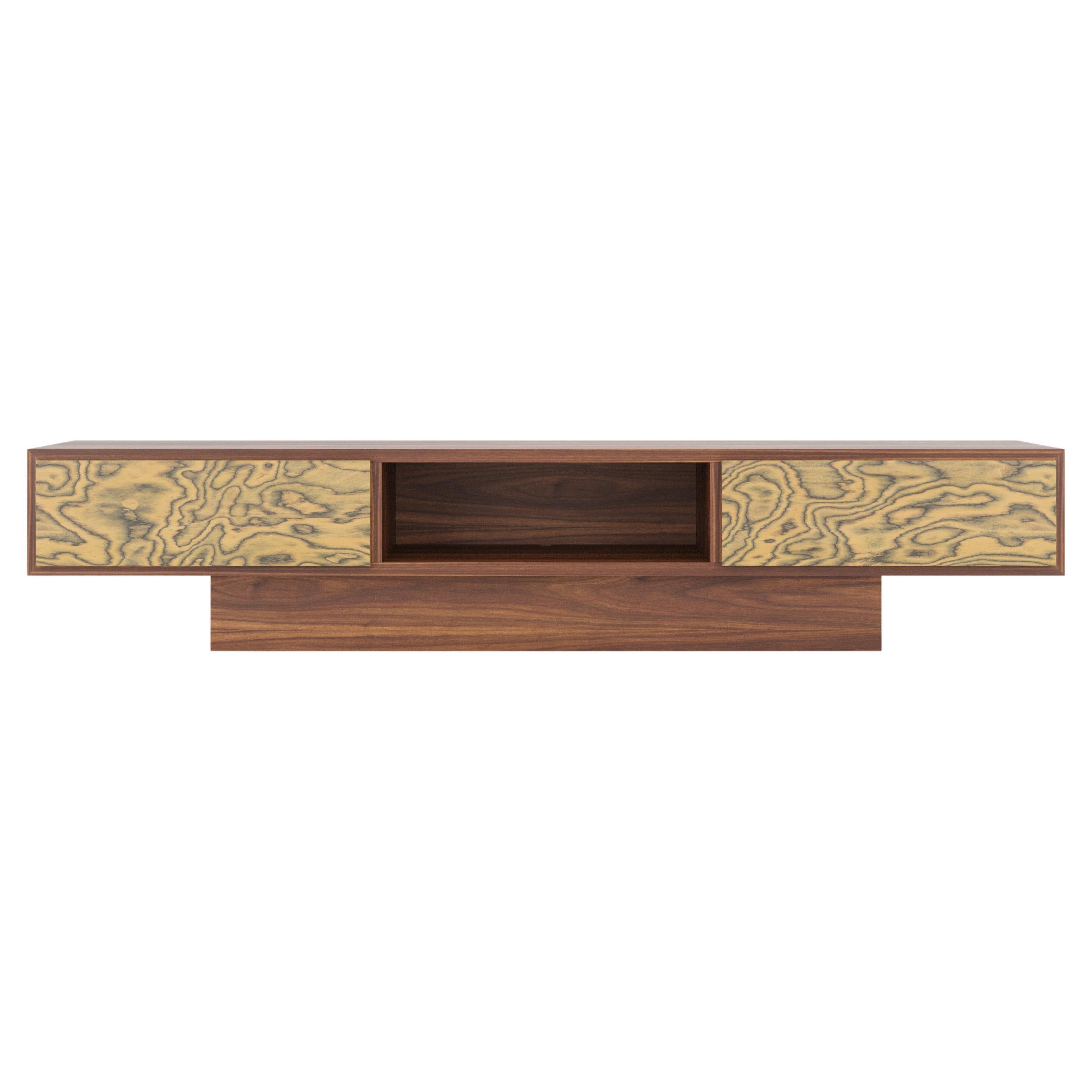 Nussbaum TV-Ständer Lowboard, Ettore Sottsass Furnier, Mitte des Jahrhunderts modern