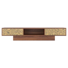 Nussbaum TV-Ständer Lowboard, Ettore Sottsass Furnier, Mitte des Jahrhunderts modern