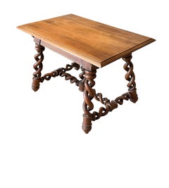 Walnut Twist Leg Side Table, France, 19th Century