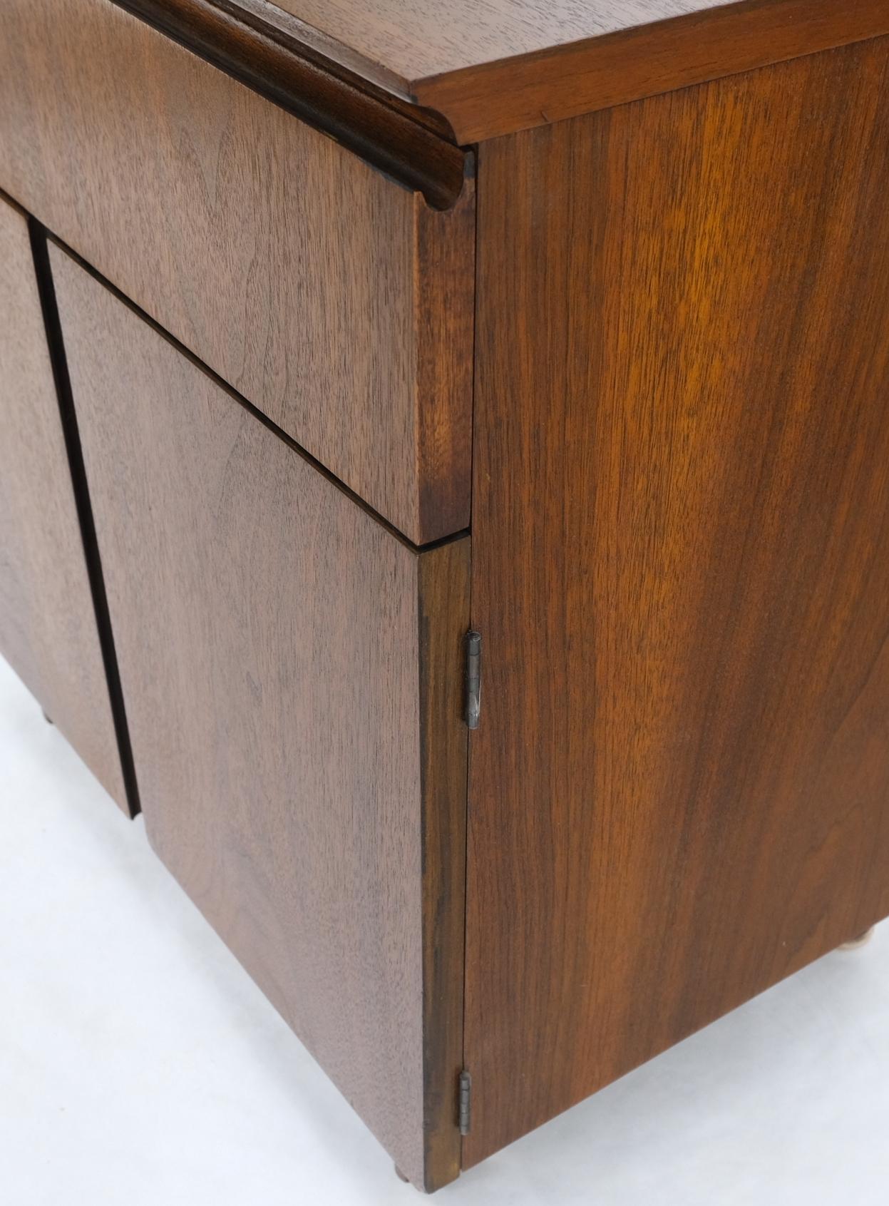 Lacquered Walnut Two Doors Bottom Compartment One Drawer End Table Night Stand Mint For Sale