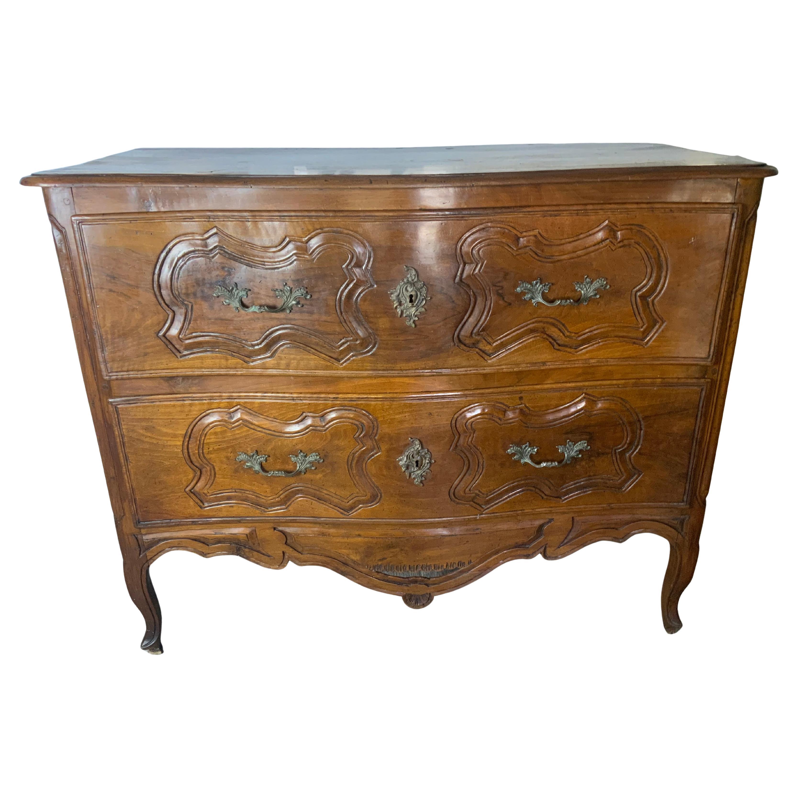 Louis XV Walnut Two Drawer Commode