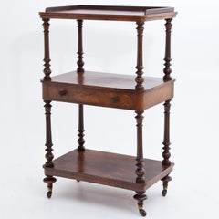 Walnut Two-Tier Shelf on Castors, England, circa 1880