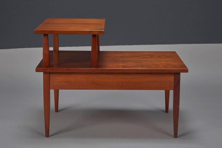 American Walnut Two-Tiered Side Table Attributed to T.H. Robsjohn-Gibbings for Widdicomb For Sale