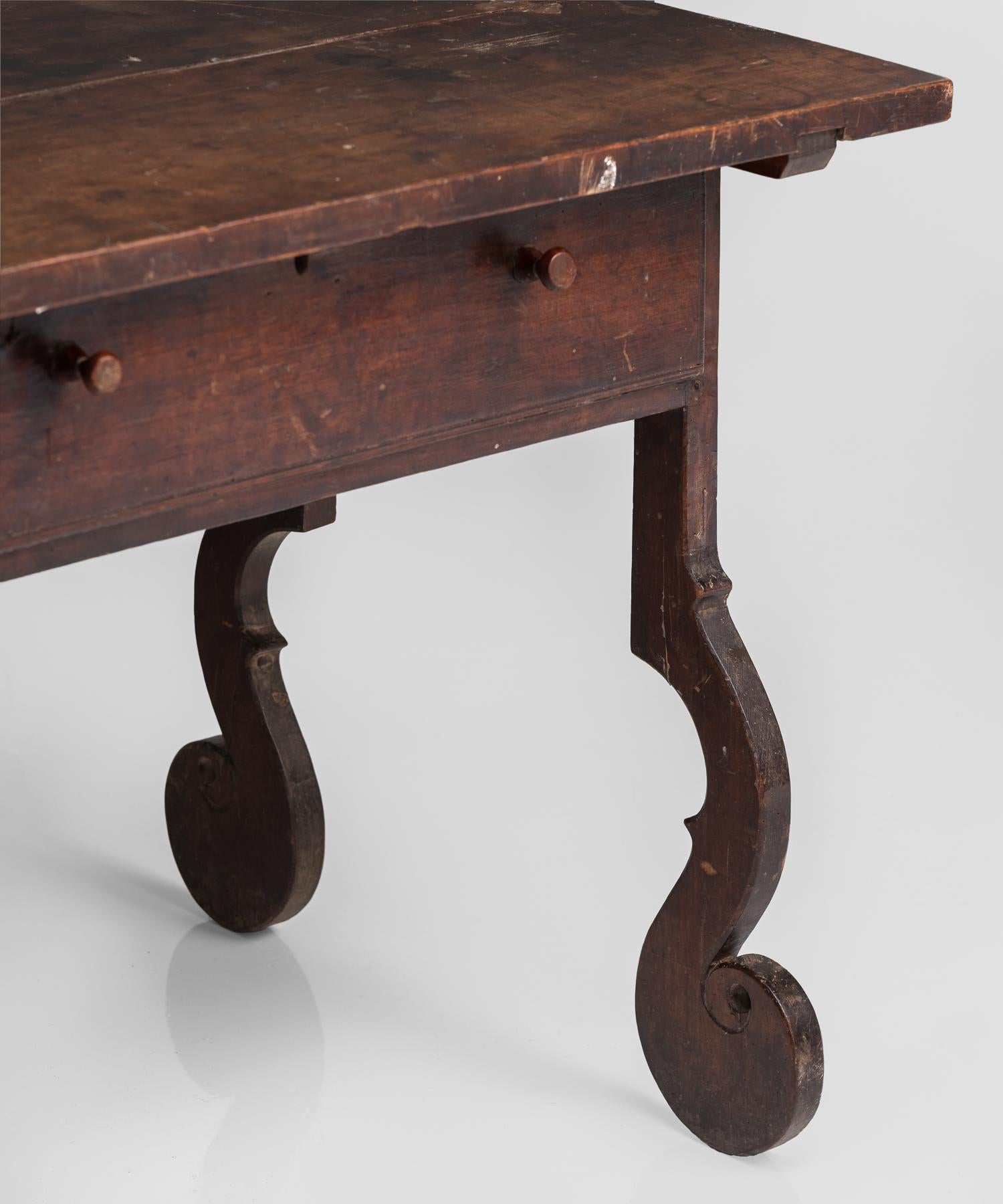 Unusual Tall Walnut Side Table or Desk, Italy, circa 1790 2