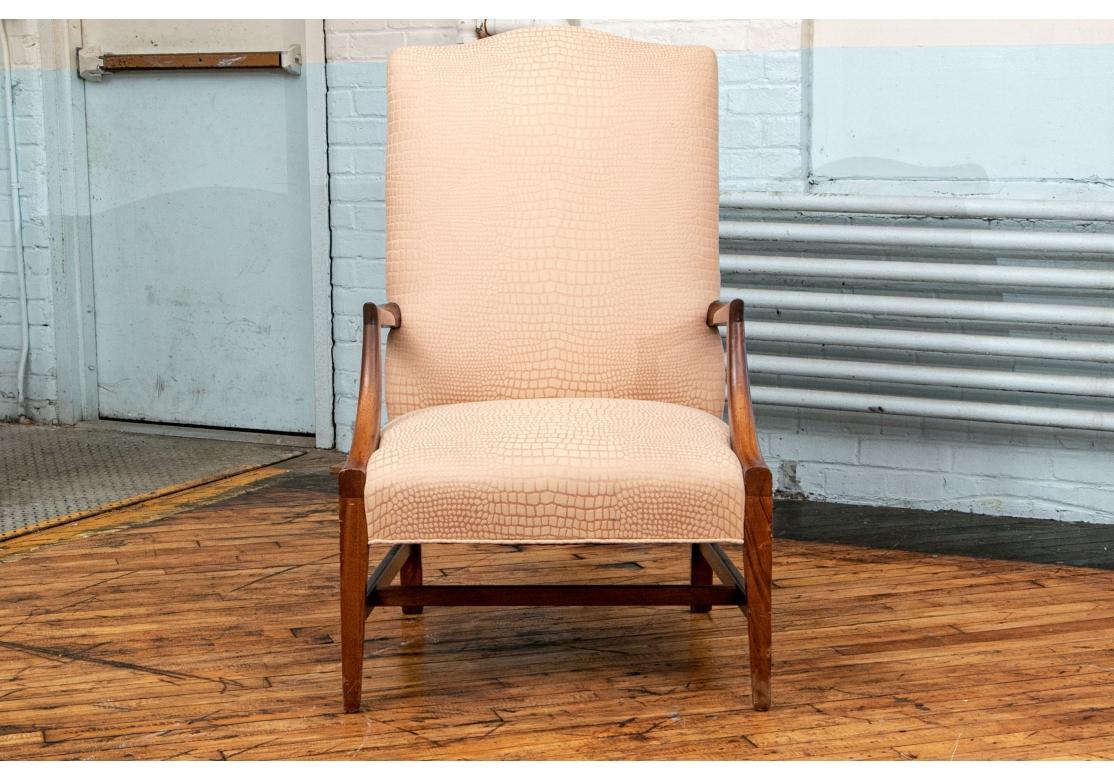 Walnut Upholstered Library Chair For Sale 6