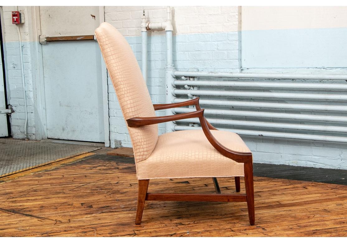 Fabric Walnut Upholstered Library Chair For Sale