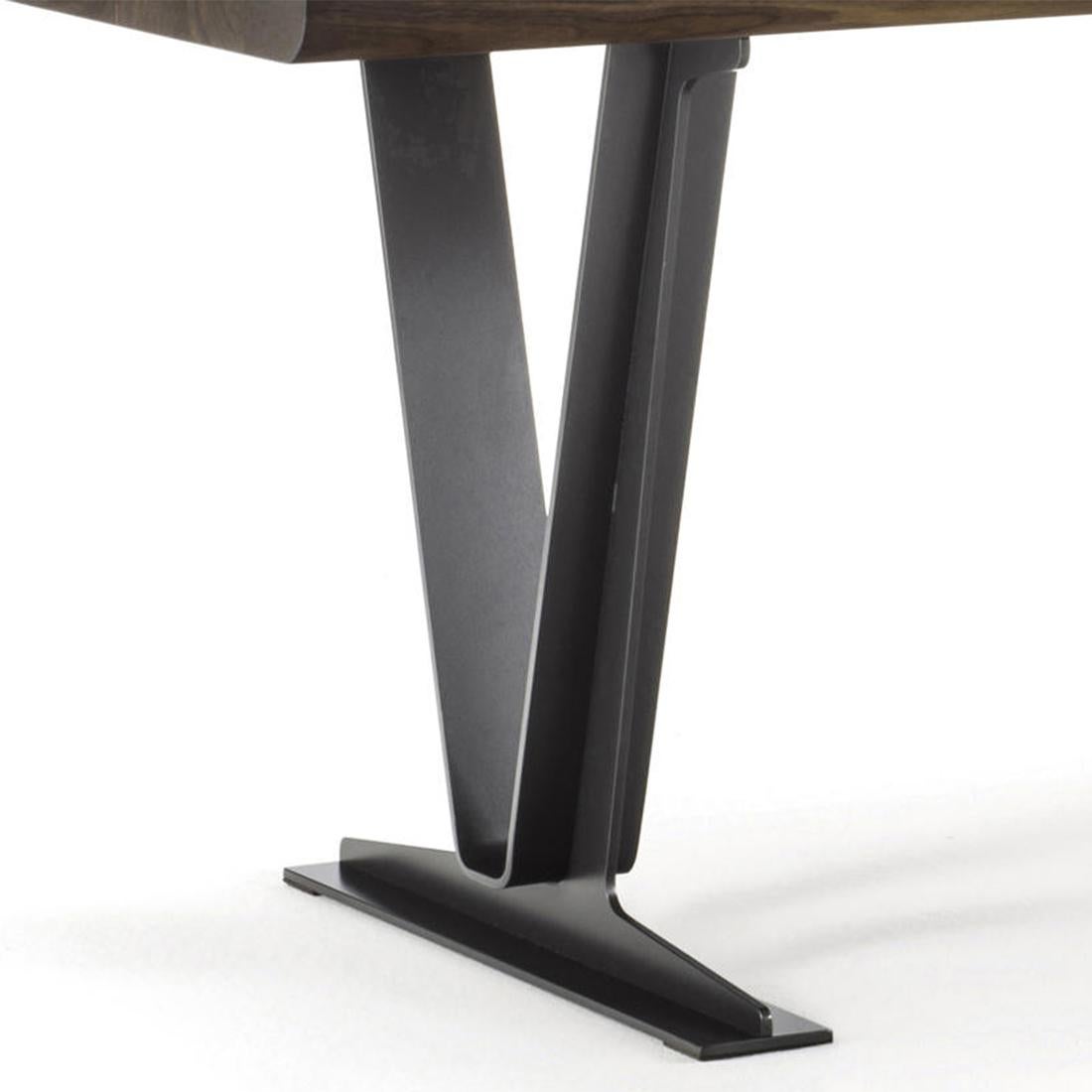 Contemporary Walnut V Shape Dining Table For Sale