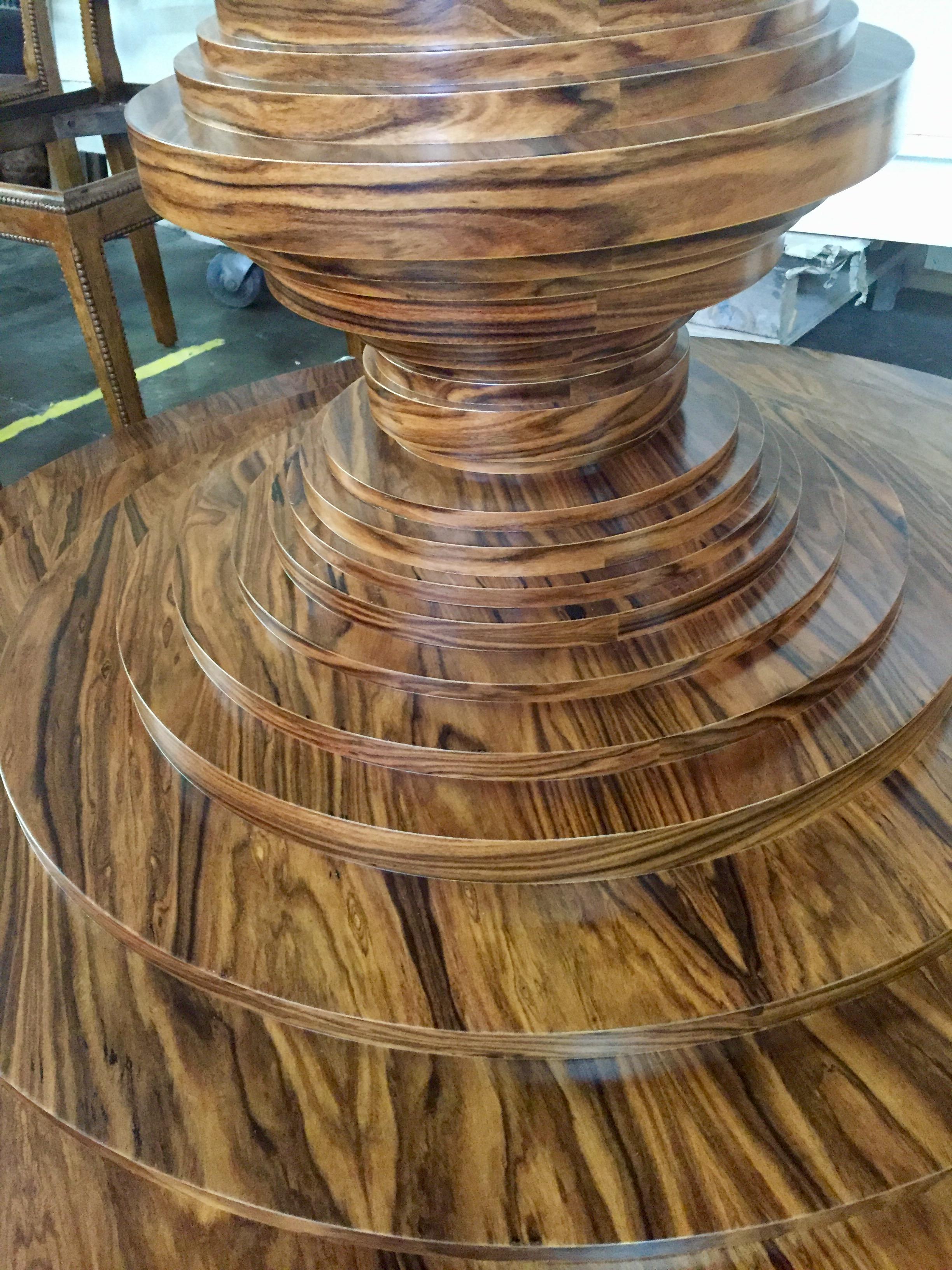 Walnut Dining Table with Stacked Discs In New Condition For Sale In Ballard, CA