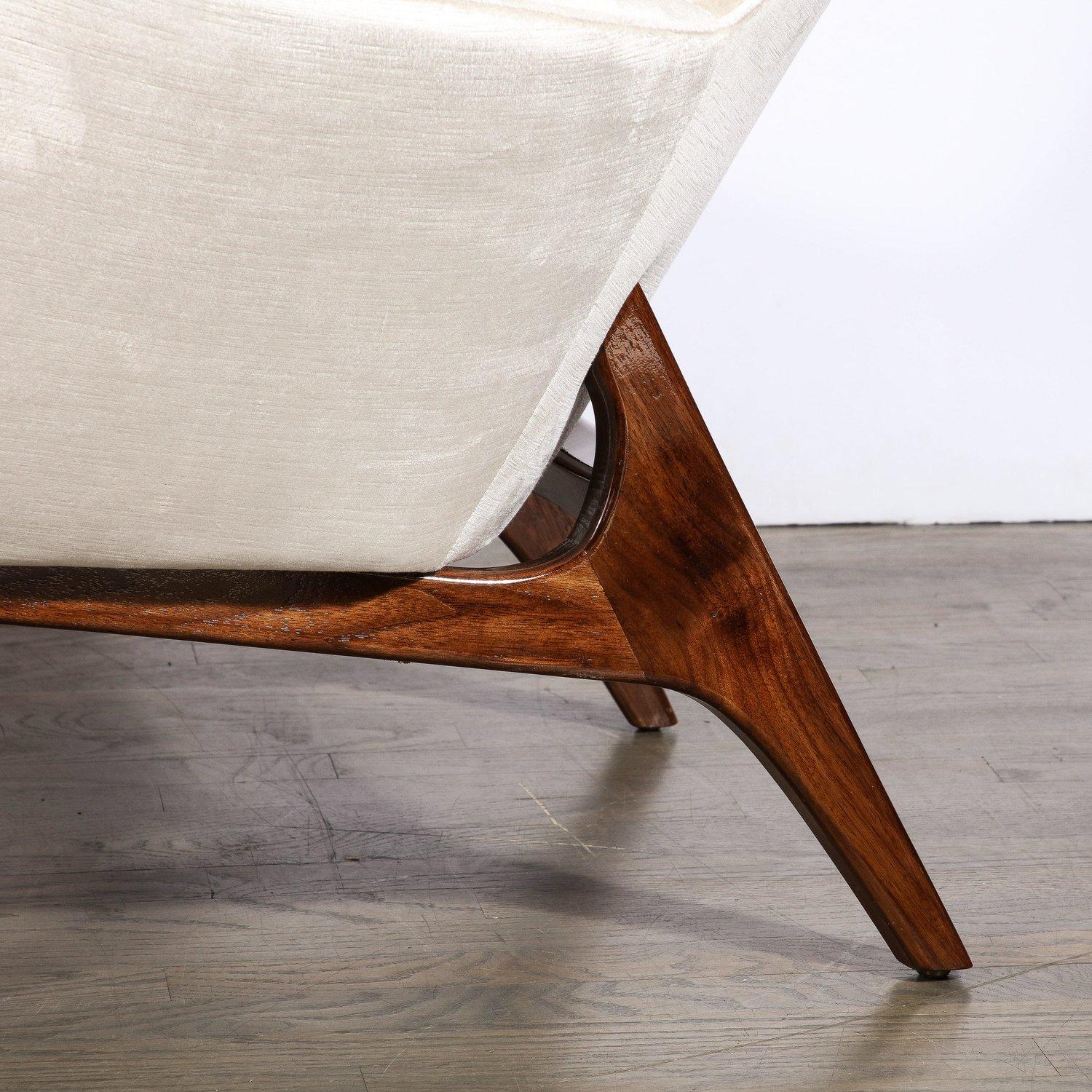 Walnut & Velvet Wing High Button Back Adrian Pearsall Chair For Sale 6
