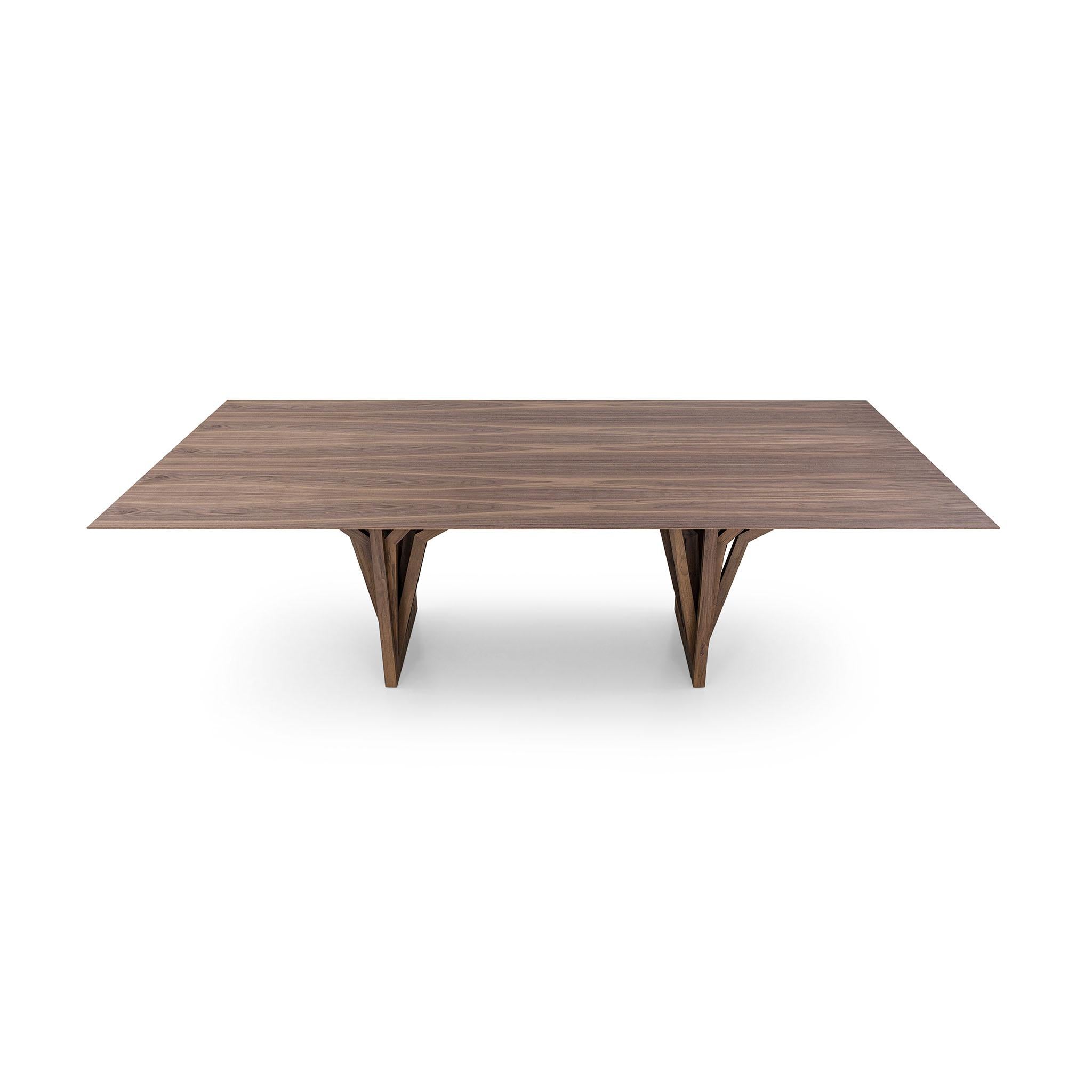 Table de salle à manger 118 pouces en placage de noyer avec options personnalisables - Collection Radi en vente 2
