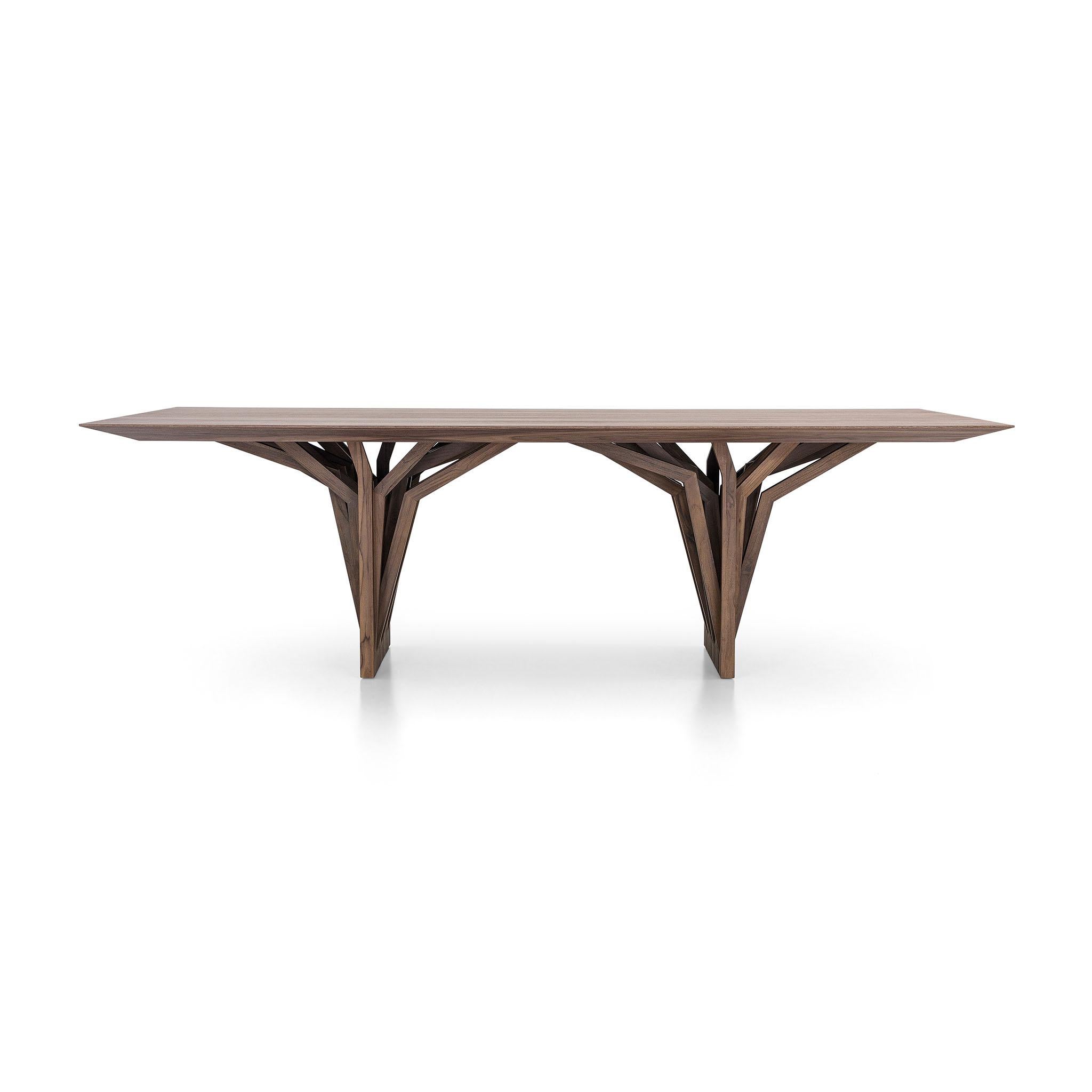 Moderne Table de salle à manger 118 pouces en placage de noyer avec options personnalisables - Collection Radi en vente