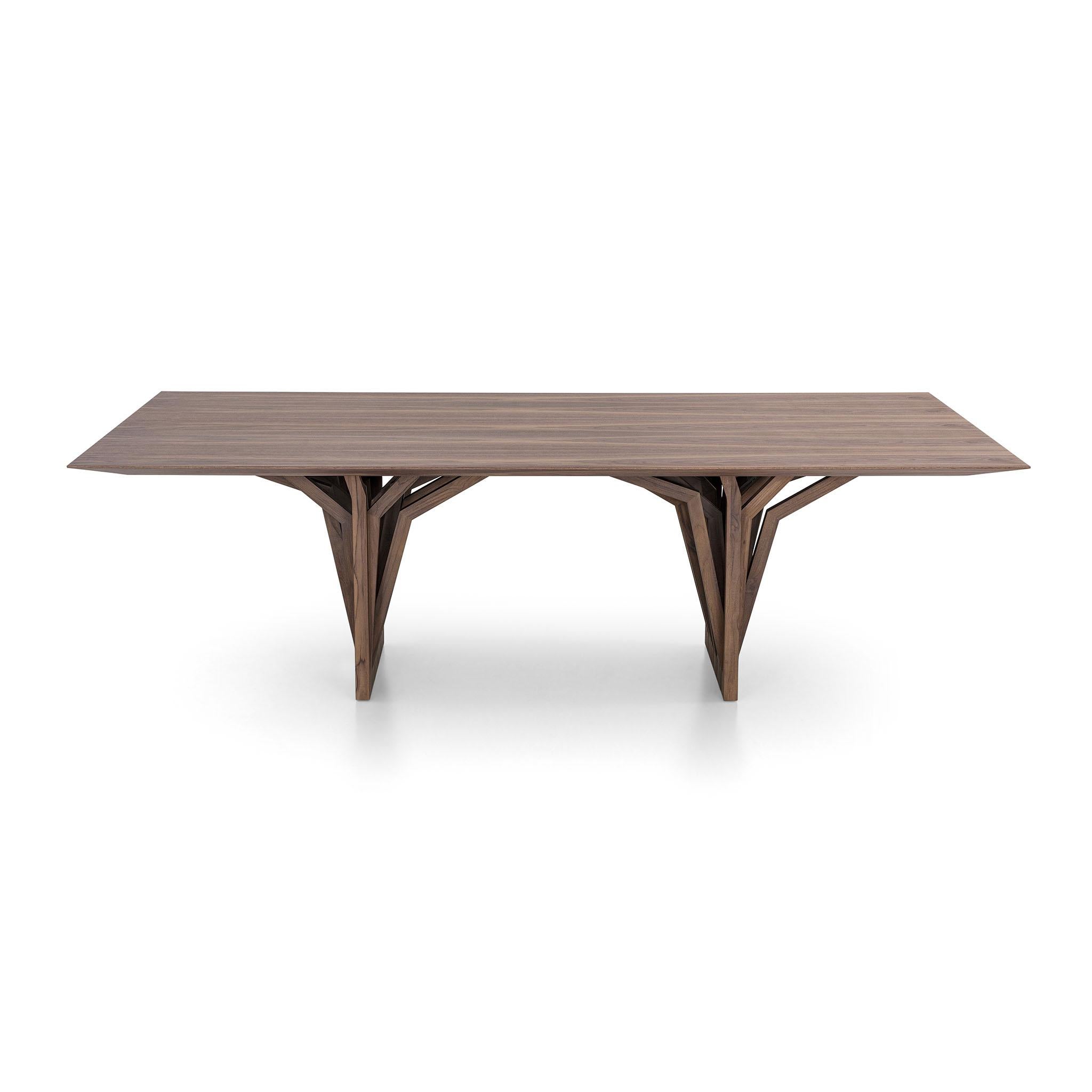 Tacheté Table de salle à manger 118 pouces en placage de noyer avec options personnalisables - Collection Radi en vente