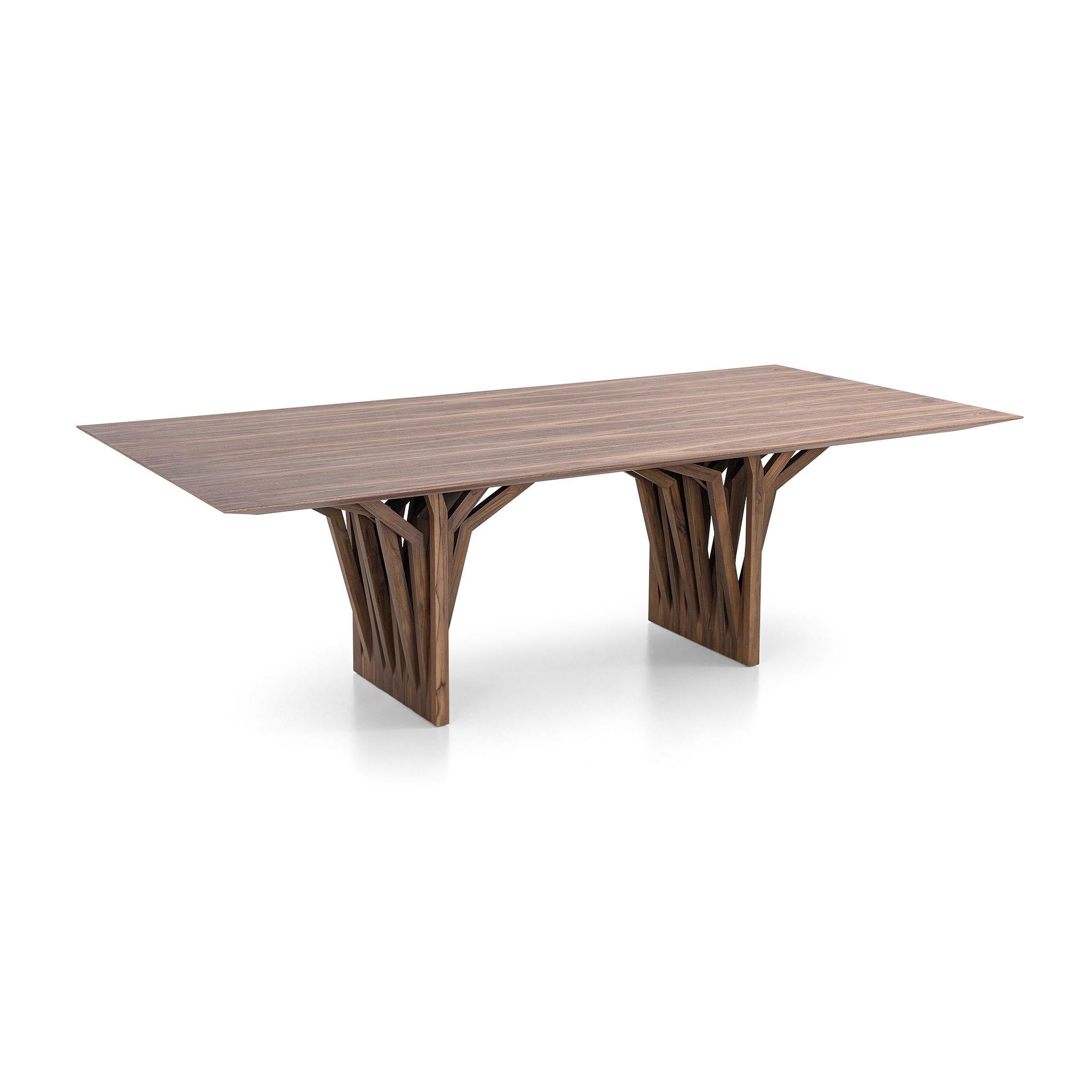 Table de salle à manger 118 pouces en placage de noyer avec options personnalisables - Collection Radi Neuf - En vente à Miami, FL