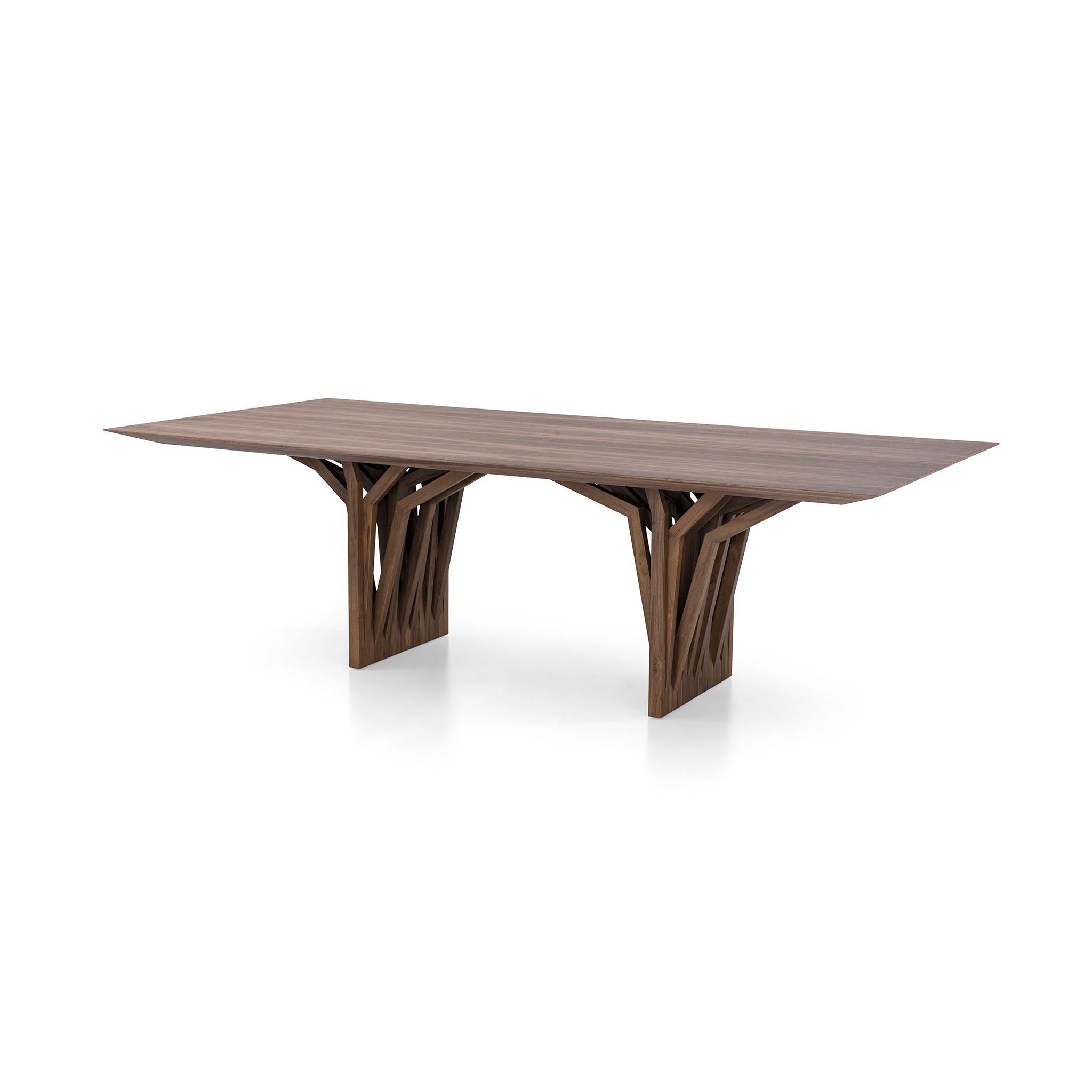 XXIe siècle et contemporain Table de salle à manger 118 pouces en placage de noyer avec options personnalisables - Collection Radi en vente