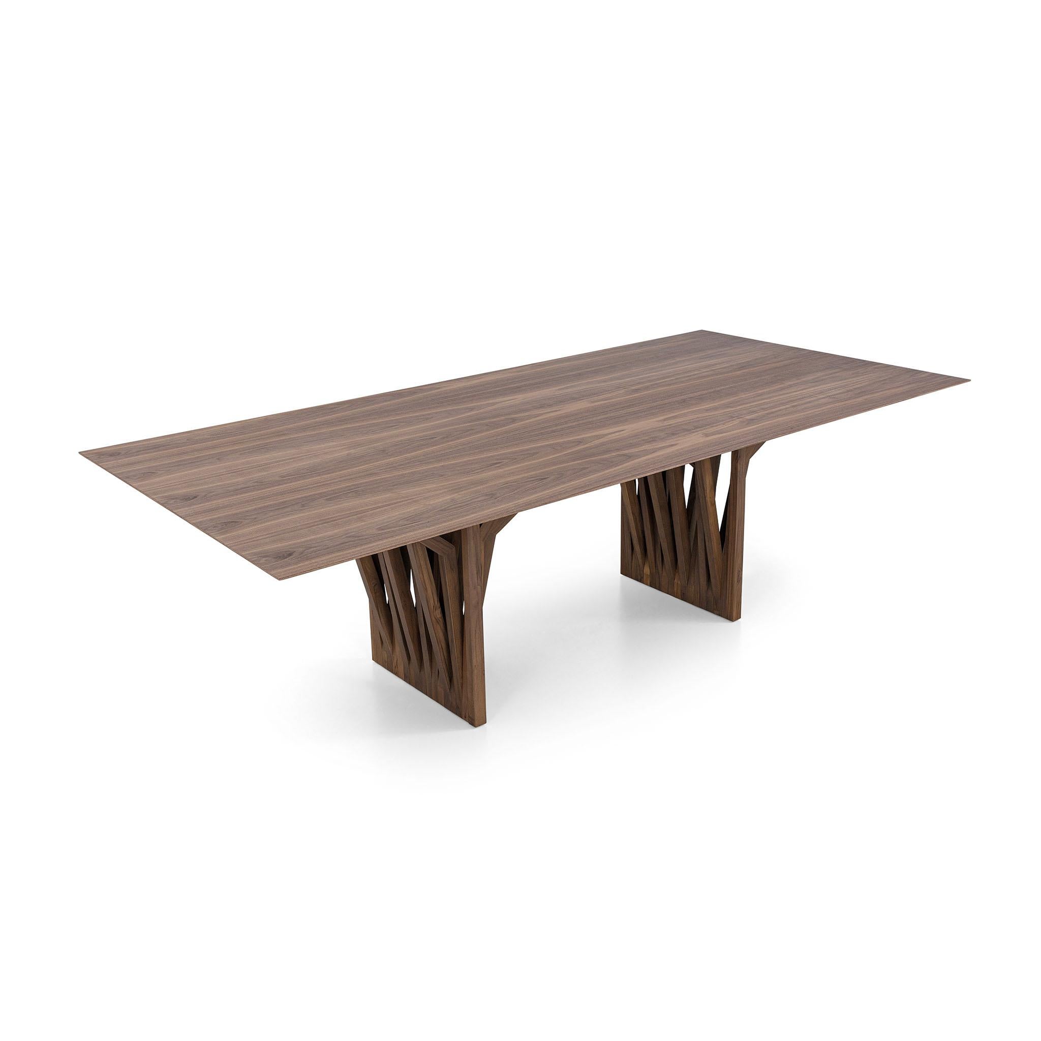 Table de salle à manger 118 pouces en placage de noyer avec options personnalisables - Collection Radi en vente 1