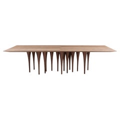 Tavolo da pranzo da 118 pollici in noce impiallacciato con base scultorea a 16 gambe - Collection'S