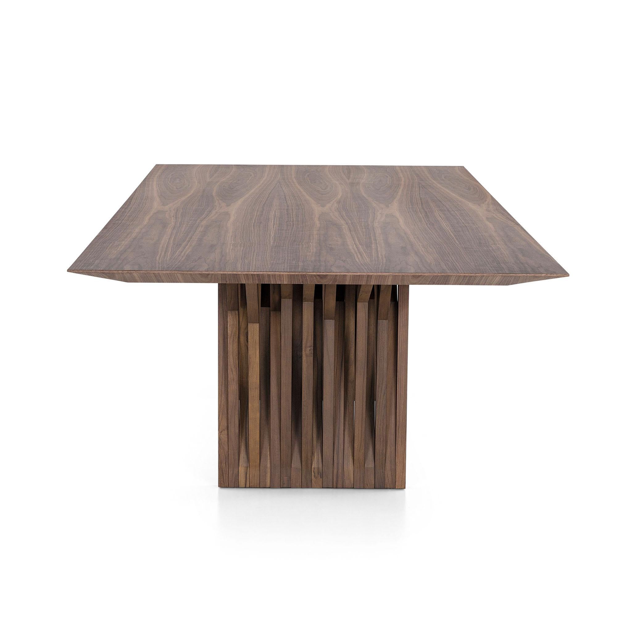 Brazilian Walnut Veneer 98-Inch Top Dining Table with Root-Inspired Base, Radi Design For Sale
