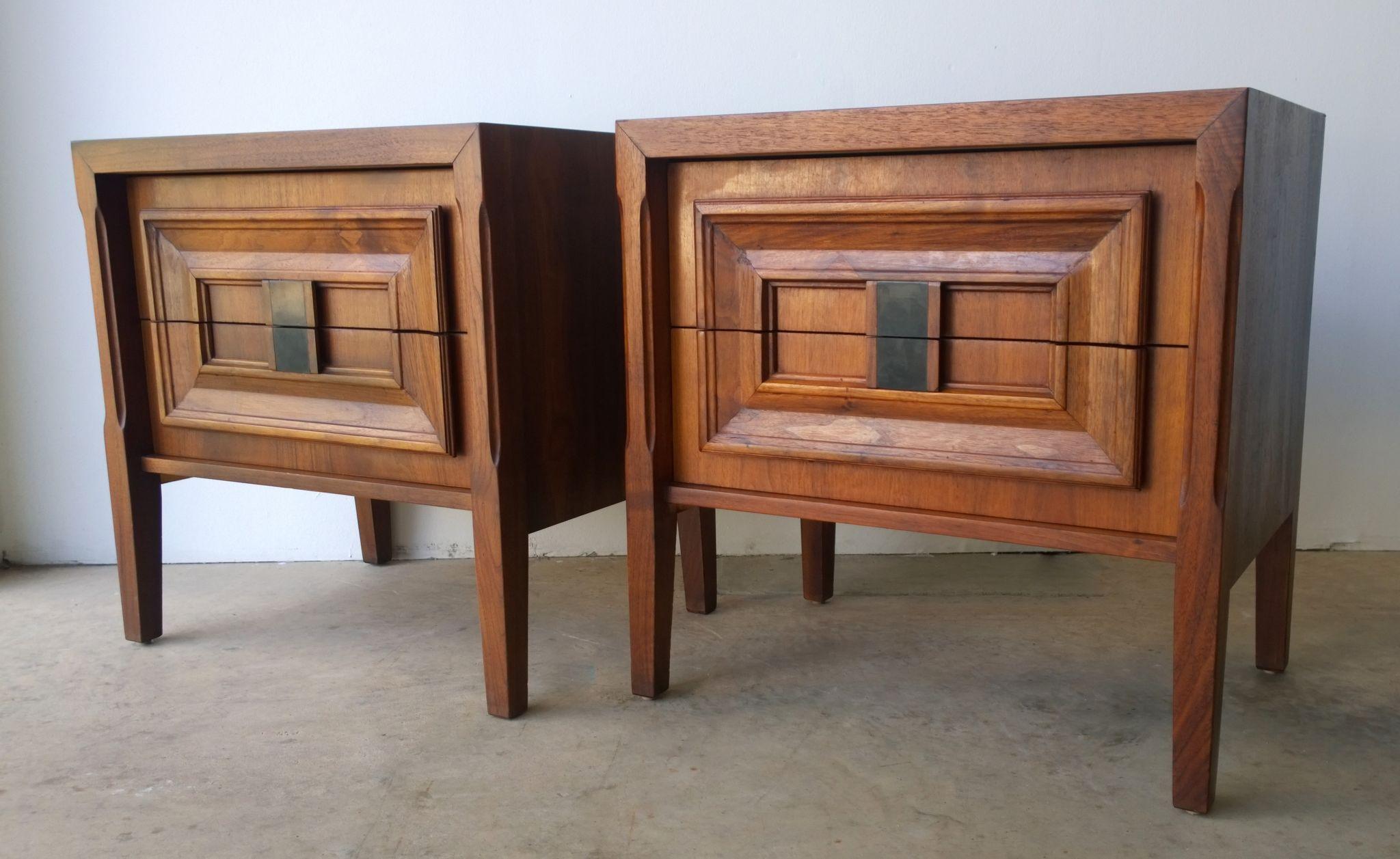 burl wood bedside table