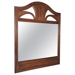 Walnut veneer grissinato motif wall Mirror from Italy, 1970s