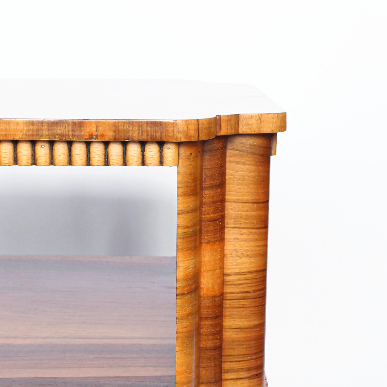 English Art Deco Walnut Veneer Side Table