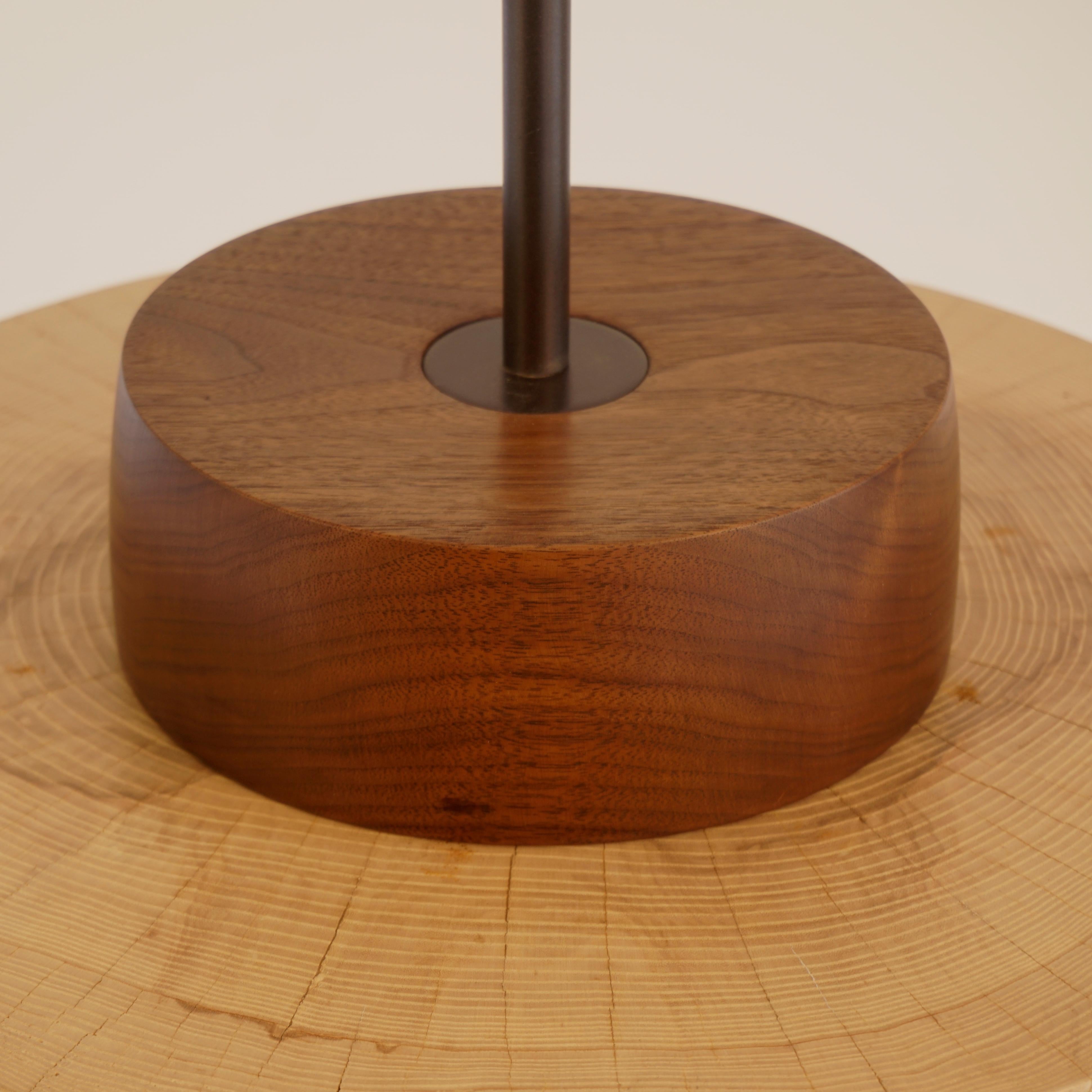 Walnut Veneer Table Lamp #4 with Blackened Bronze Frame For Sale 1
