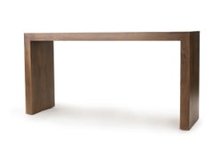 Modern Walnut Veneer Waterfall Console Table