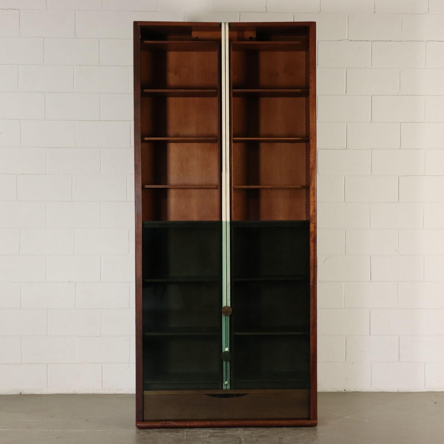 Mid-Century Modern Walnut Veneered Bookcase by Carlo Scarpa for Bernin, Italy, 1970s-1980s