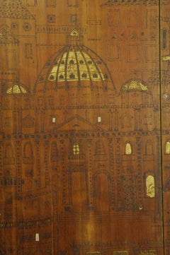 Walnut Veneered Divider by Gianmaria Potenza for Banco Di Roma, 70s