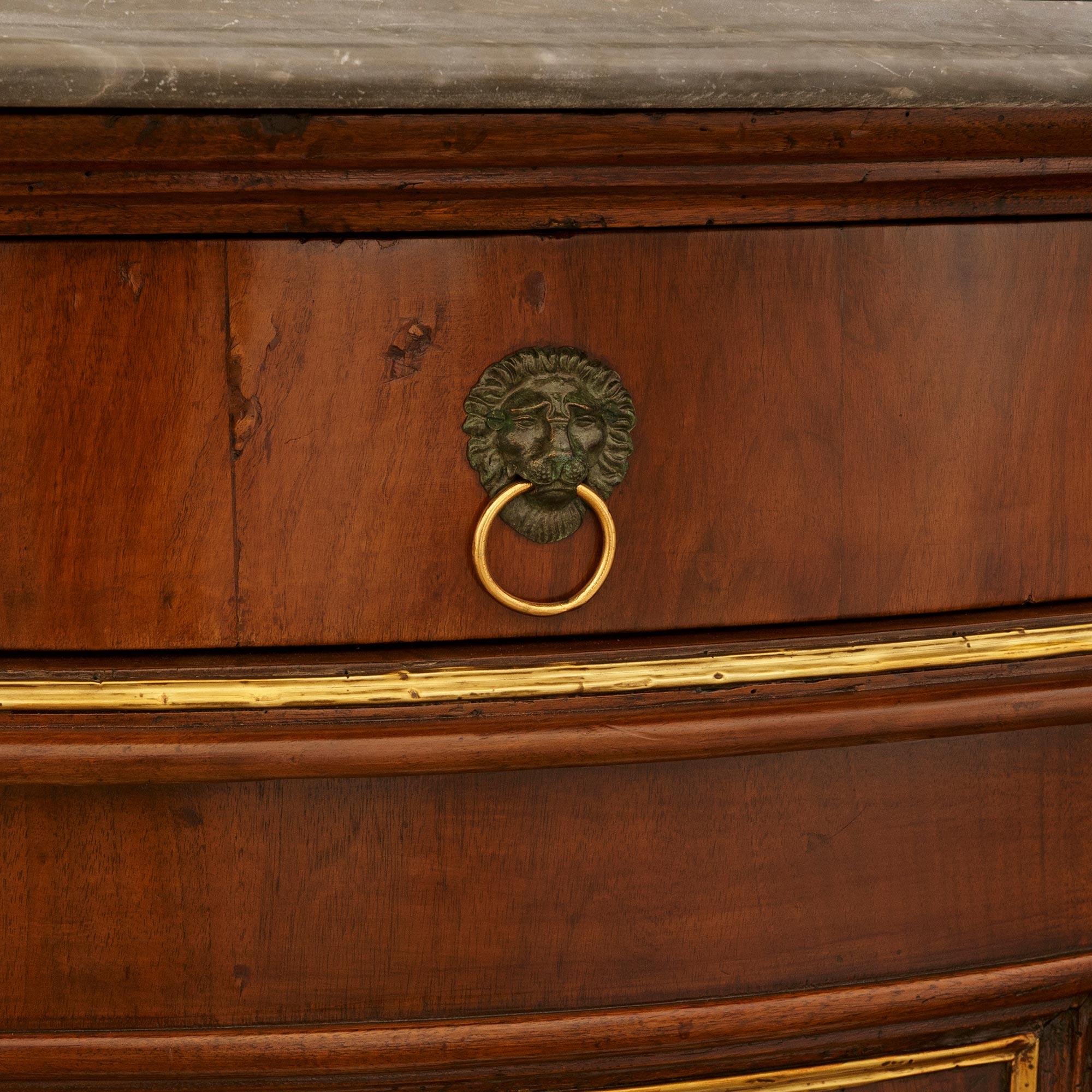 18th Century and Earlier Walnut, Verdigris Bronze, Giltwood and and Gris St. Anne marble cabinet For Sale