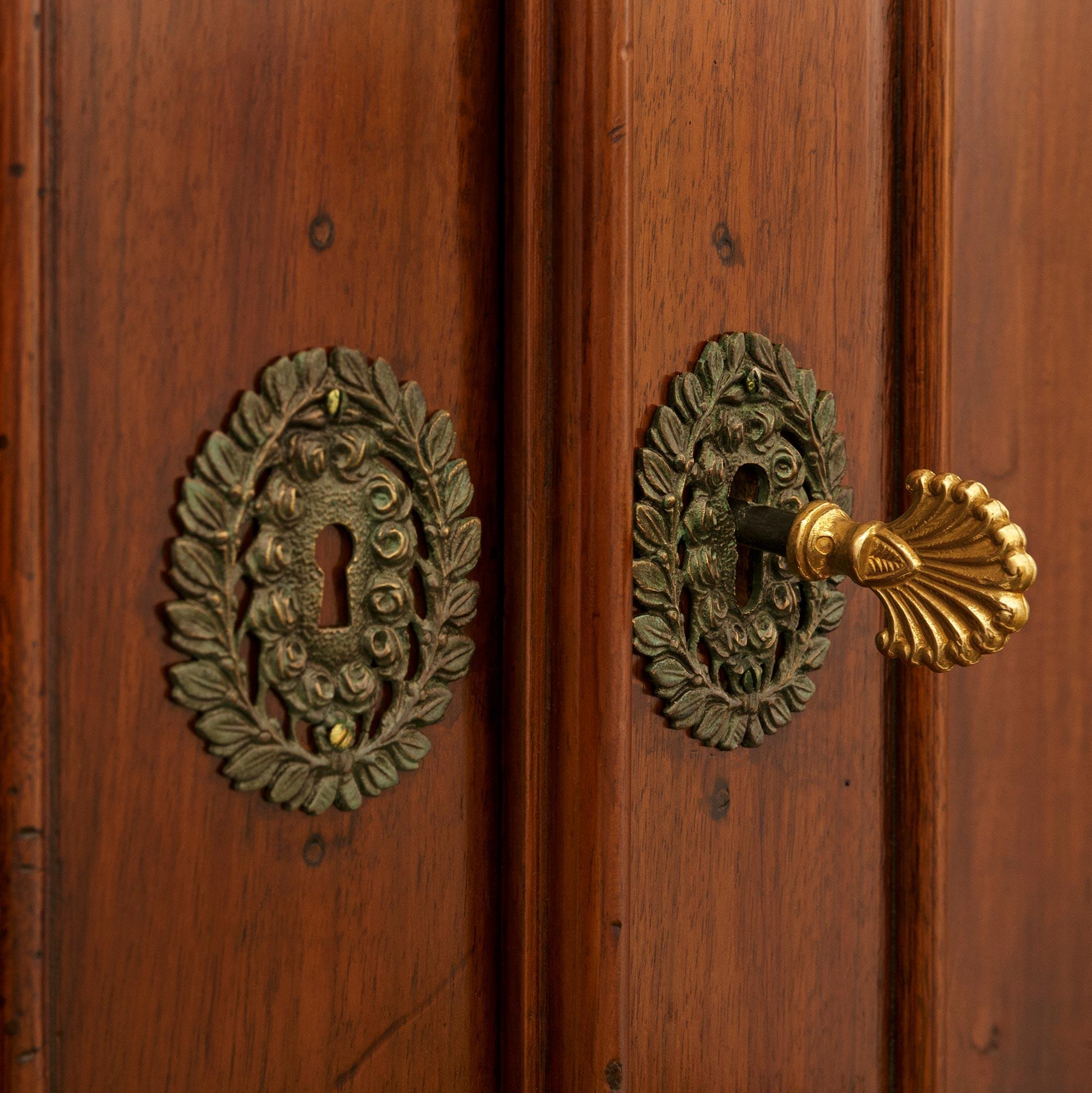 Walnut, Verdigris Bronze, Giltwood and and Gris St. Anne marble cabinet For Sale 2