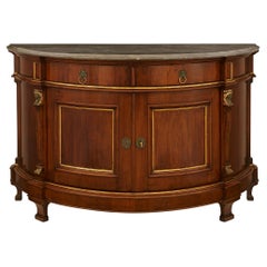 Walnut, Verdigris Bronze, Giltwood and and Gris St. Anne marble cabinet