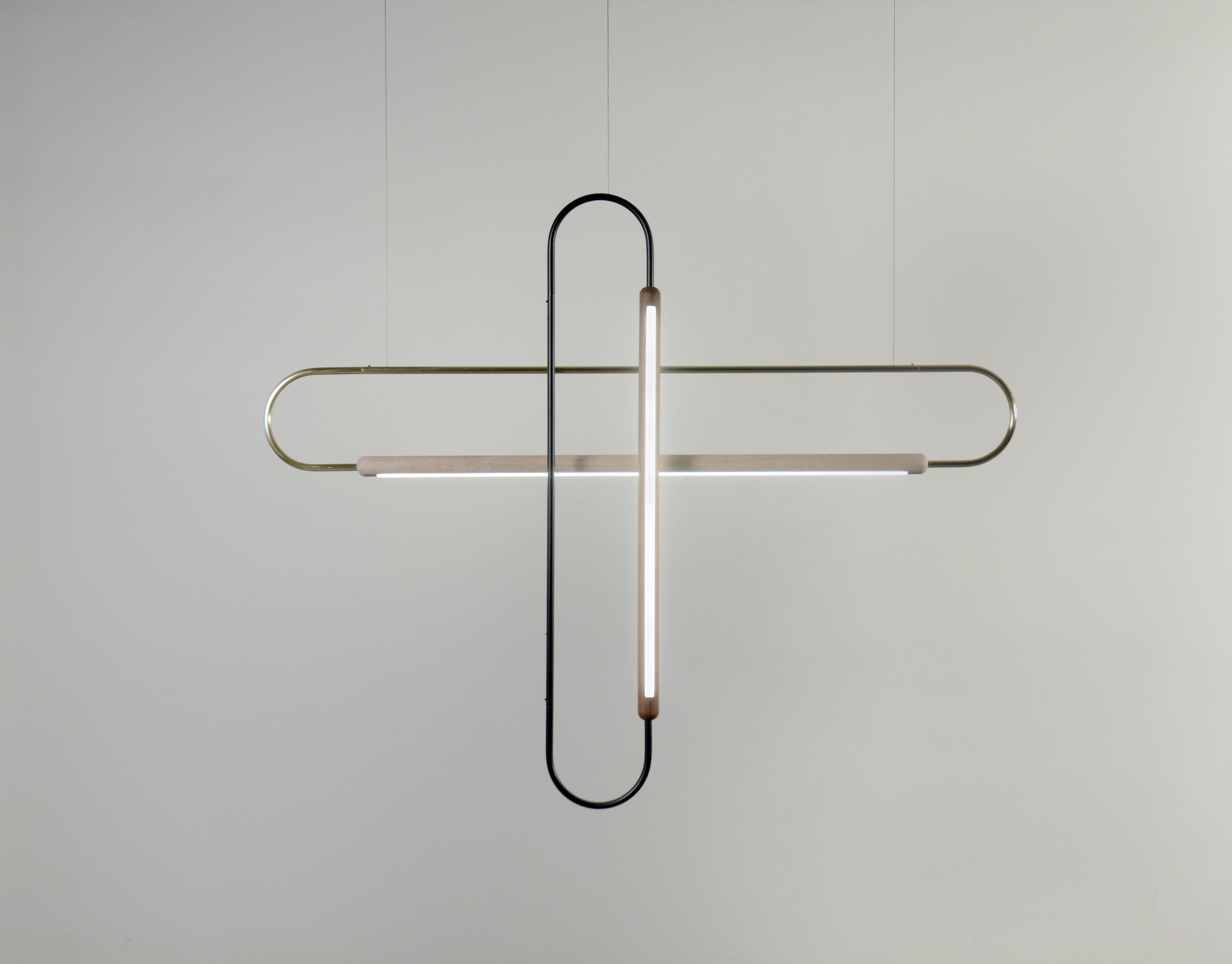 Modern Walnut Vertical Link Pendant by Hollis & Morris For Sale