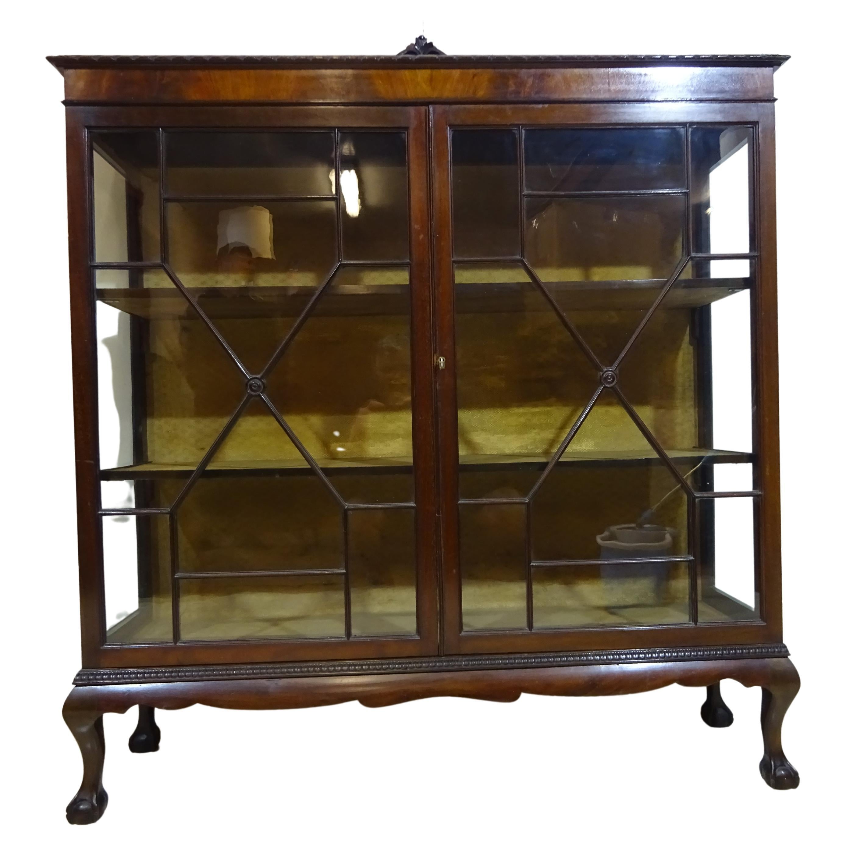 Walnut Victorian Drinks Display Cabinet For Sale