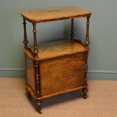 Walnut Victorian Inlaid Antique Music / Side Cabinet