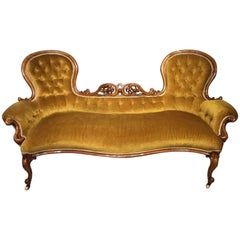 Walnut Victorian Period Carved Double End Antique Chaise Longue
