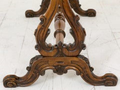 Walnut Victorian Stretcher Table Serpentine Side