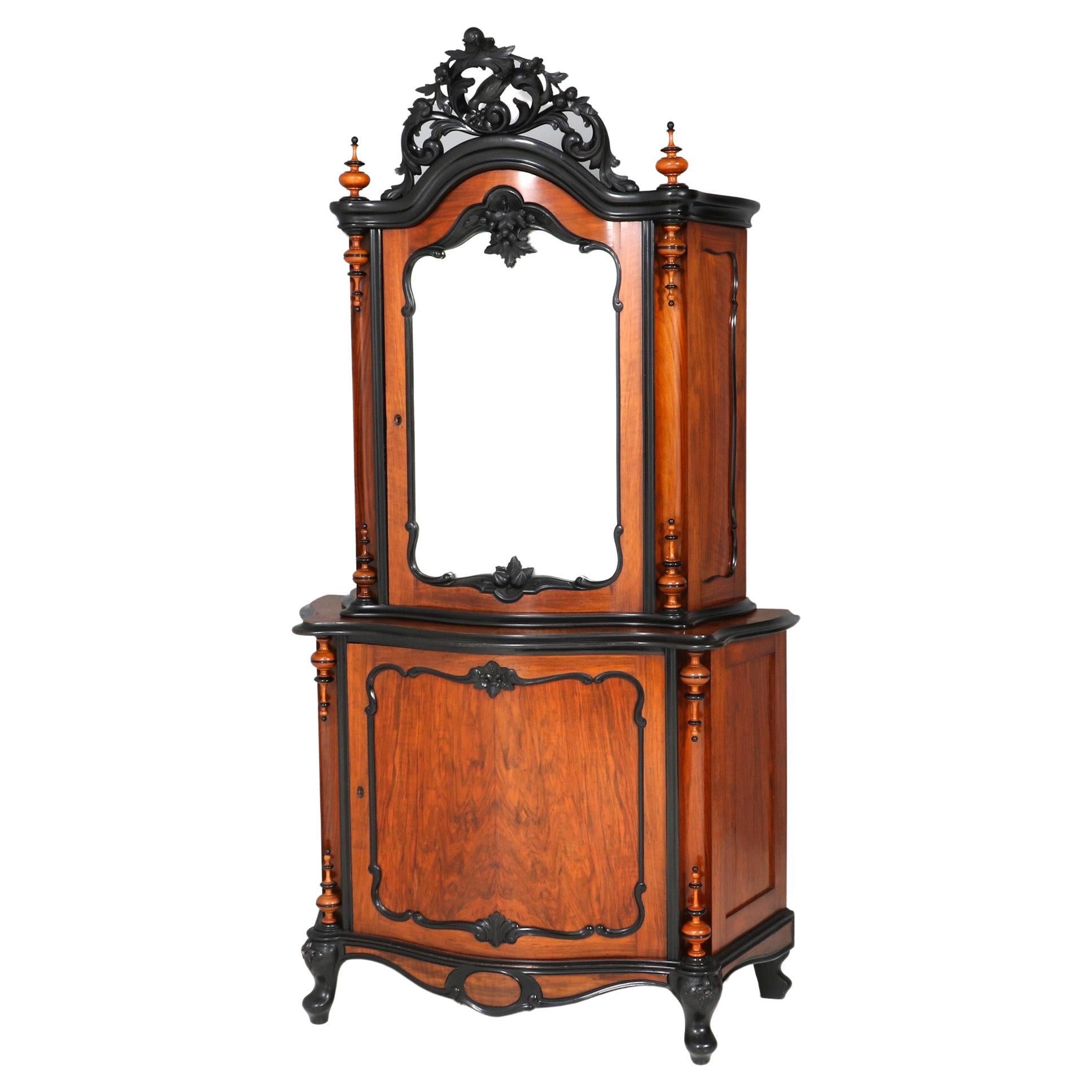 Walnut Victorian Willem III  Two-Piece Cabinet or Bonheur, 1870s For Sale