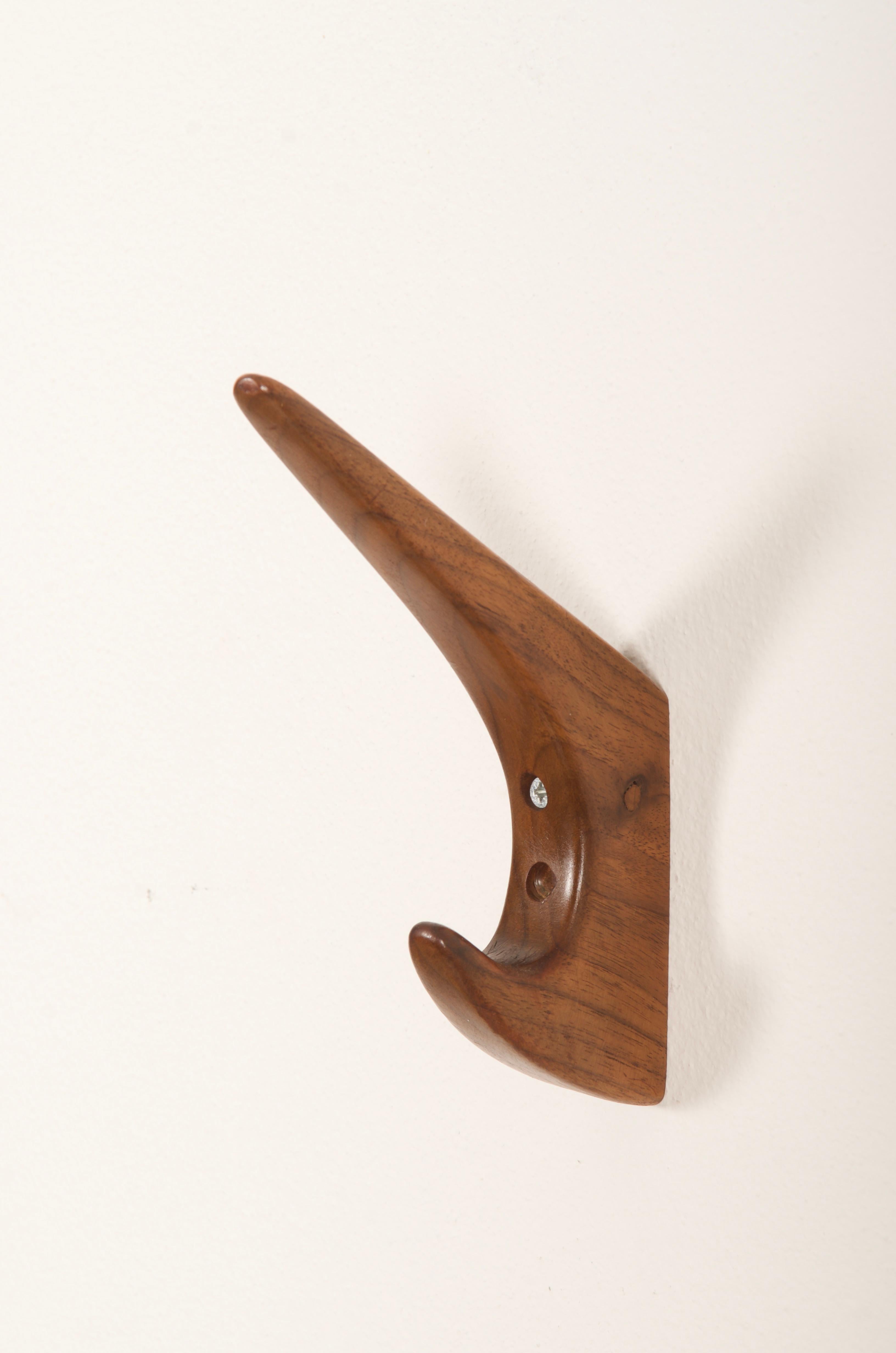 Mid-Century Modern Walnut Wall Hook by Hagenauer Wien For Sale