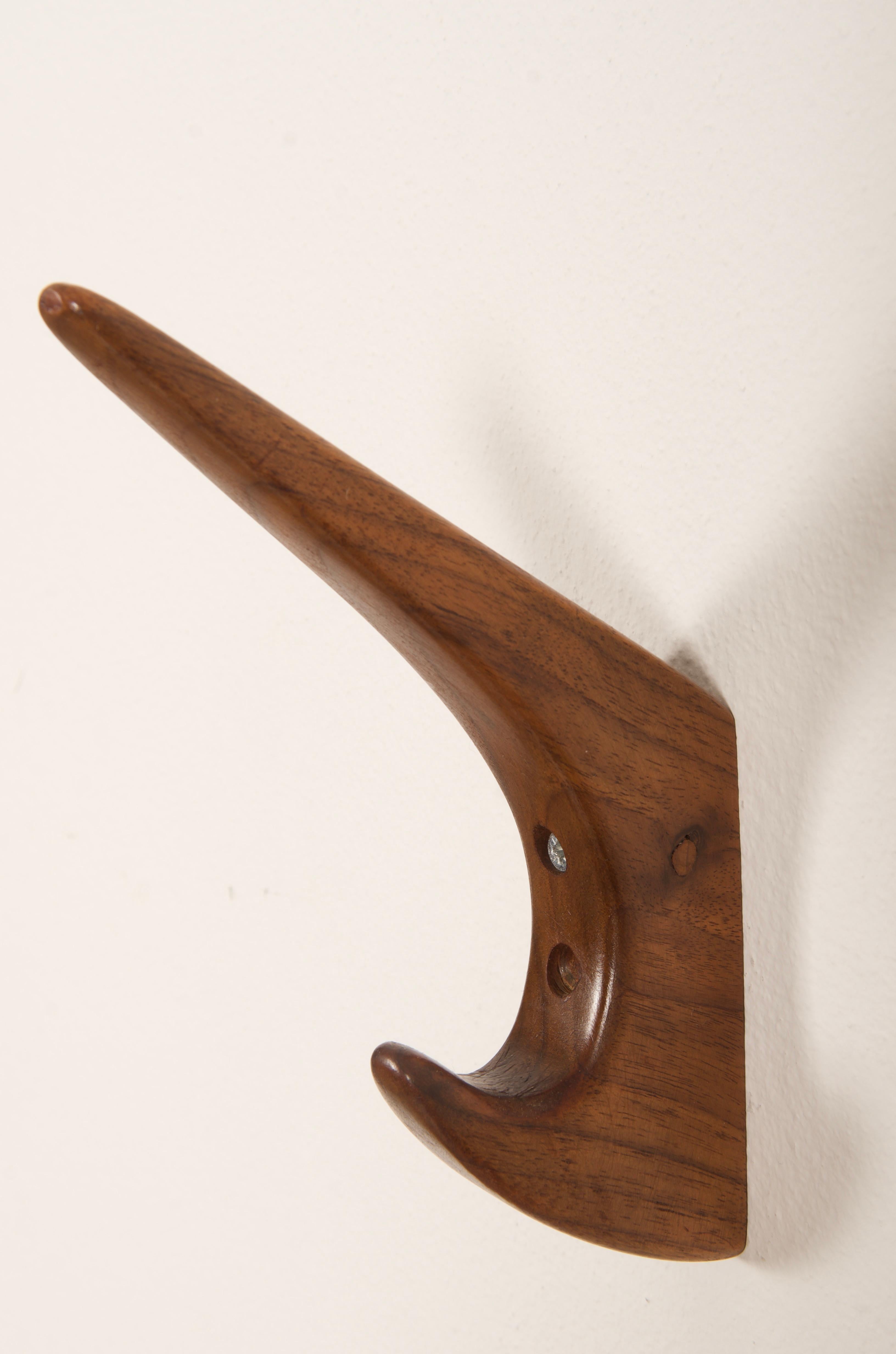 Mid-20th Century Walnut Wall Hook by Hagenauer Wien For Sale