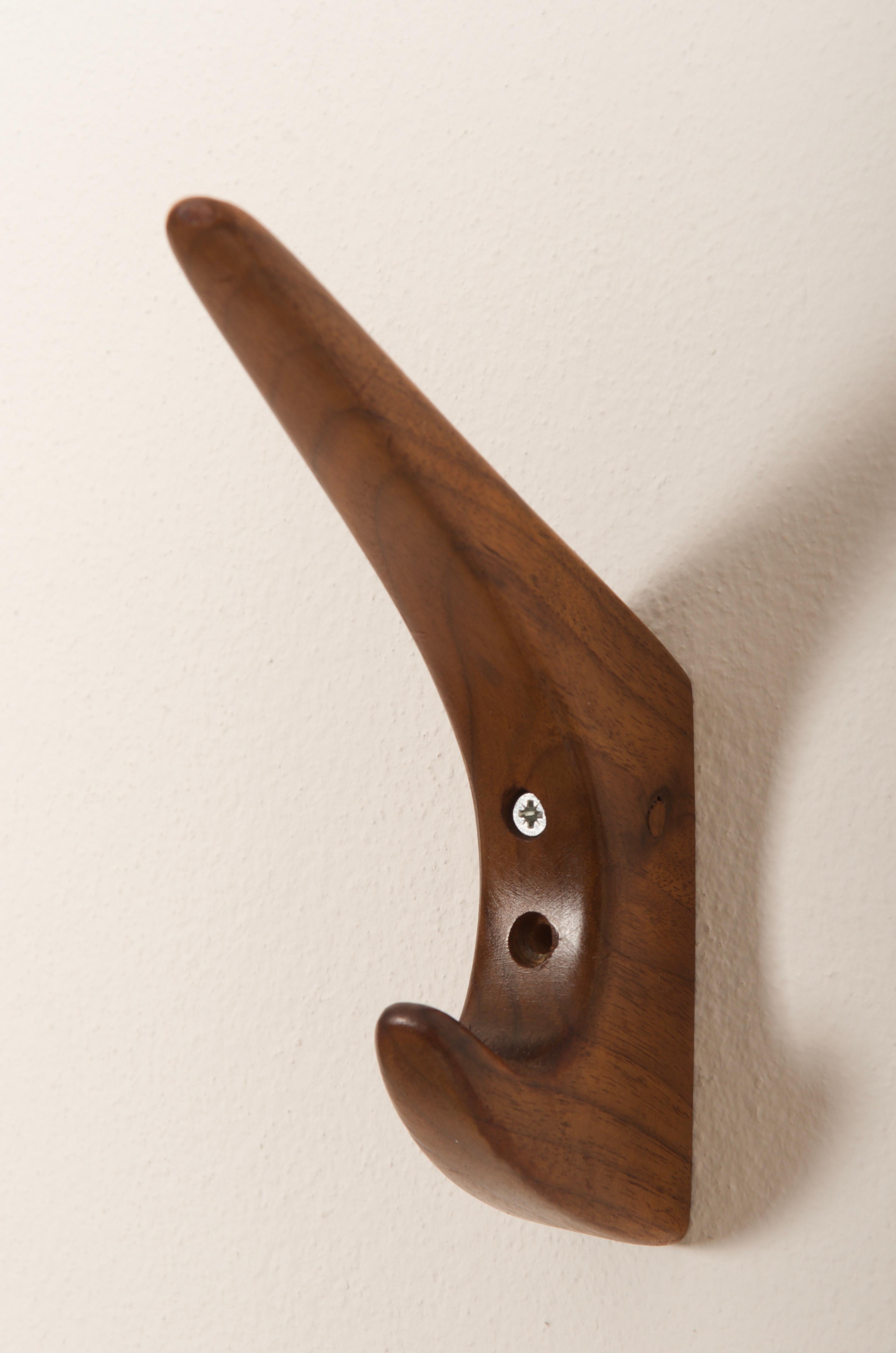 Mid-Century Modern Walnut Wall Hooks by Hagenauer Wien