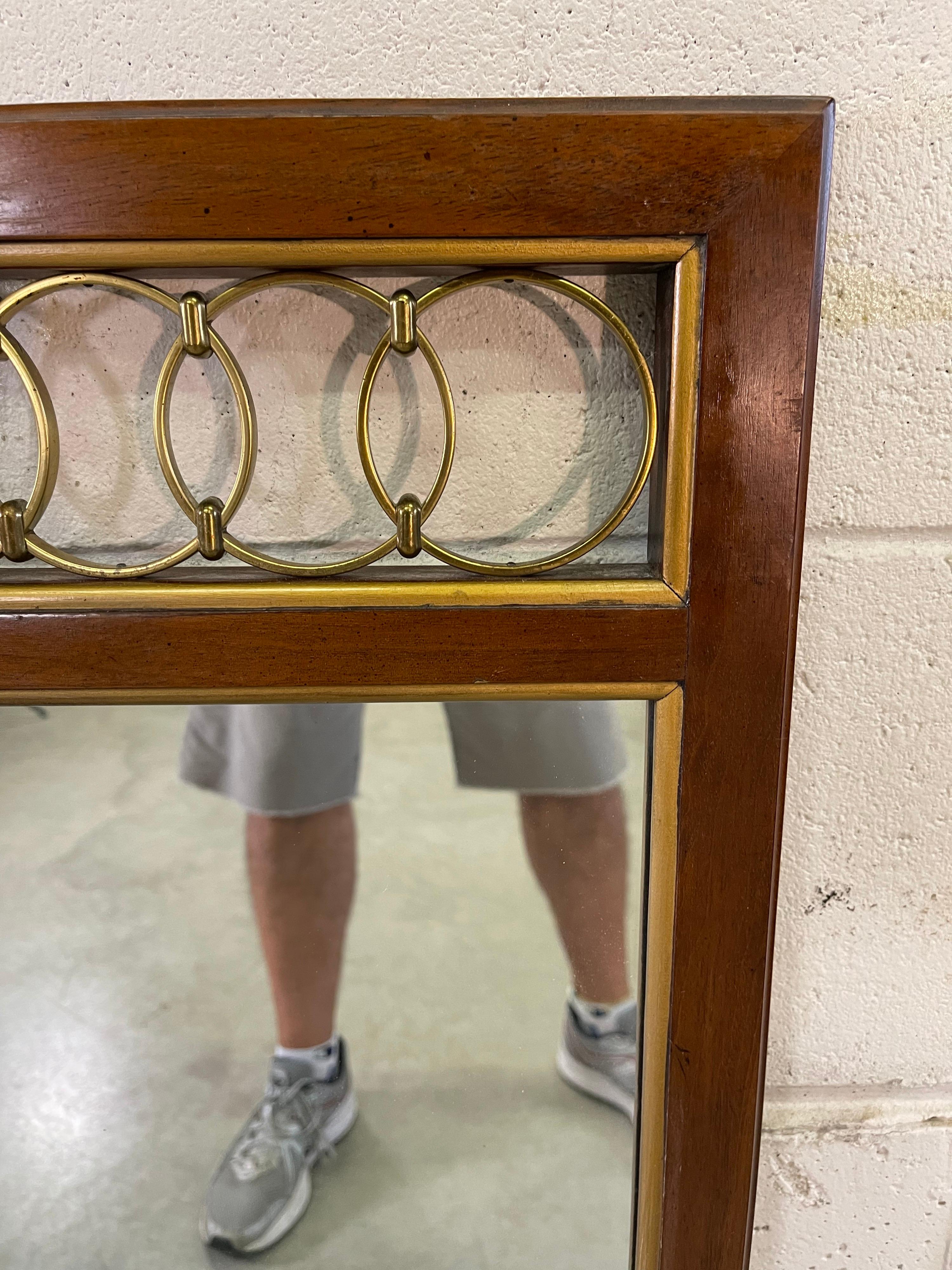 Walnut Wall Mirror with Brass Rings 1